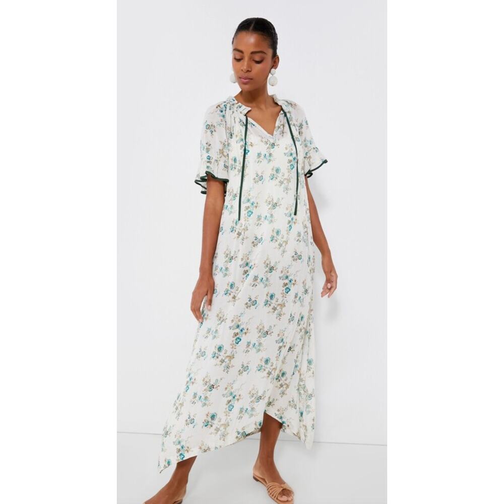 Tuckernuck | Tnuck Beach | Coverup Delphinium Bloom Maxi Cassis Caftan | Sz S